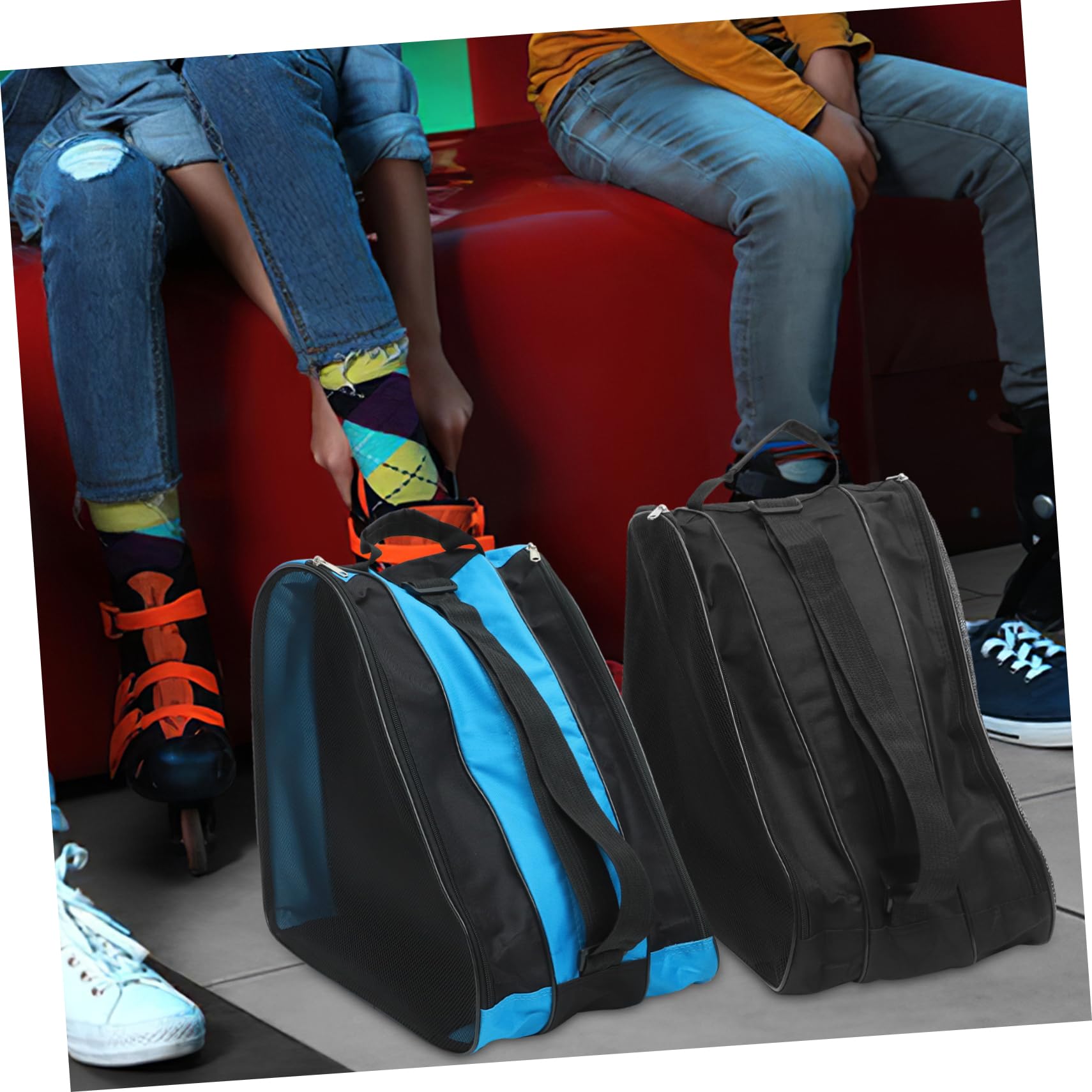 Borsa Porta Pattini a Rotelle 2 Pezzi, Tessuto Oxford Resistente, Porta Scarpe da Pattinaggio Portatile per Trasporto e Uso Outdoor, Design Pratico e Compatto