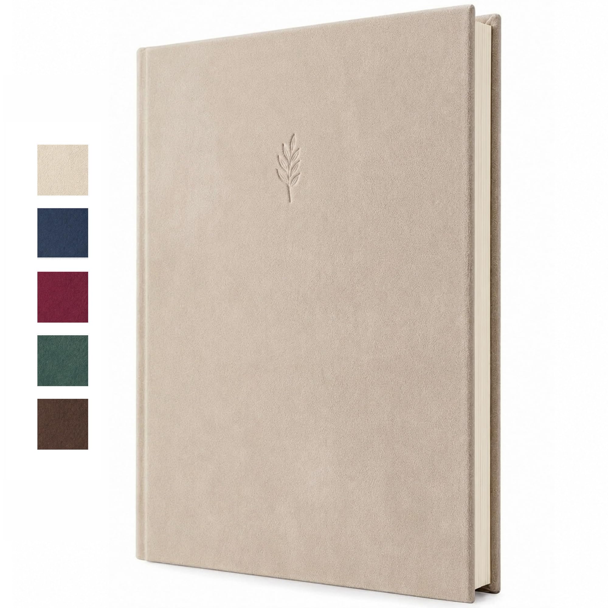 Large Photo Album Self Adhesive - 40 Pages Hold 120 6x4 Photos - Velvet Memory Book for Wedding, Family, Baby & Travel - Scrapbook with Sticky Pages, 24x33cm - Beige
