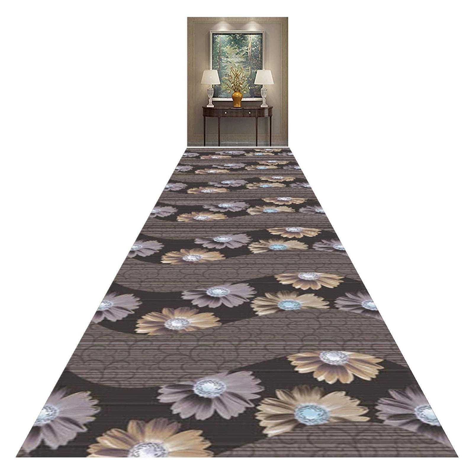 Alfombra de pasillo larga MU con diseño clásico de flores lavable y antideslizante 120x30 cm
