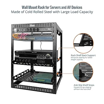 ②WWW_RACK WHAT WE WANT Amazon.com: EasyVibe 12U Open Frame Server Rack with Casters