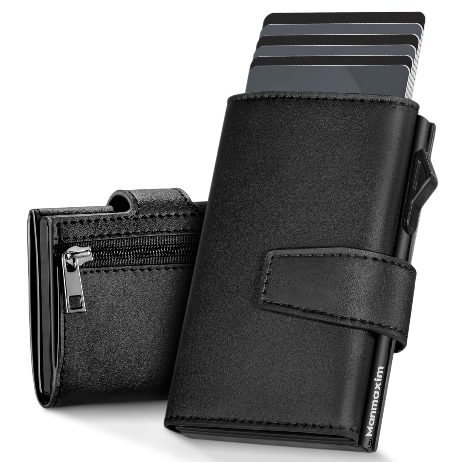 Portefeuille Homme Compact Avec Emplacement AirTag - Sécurité RFID - Mécanisme Pop-up - Cuir Premium