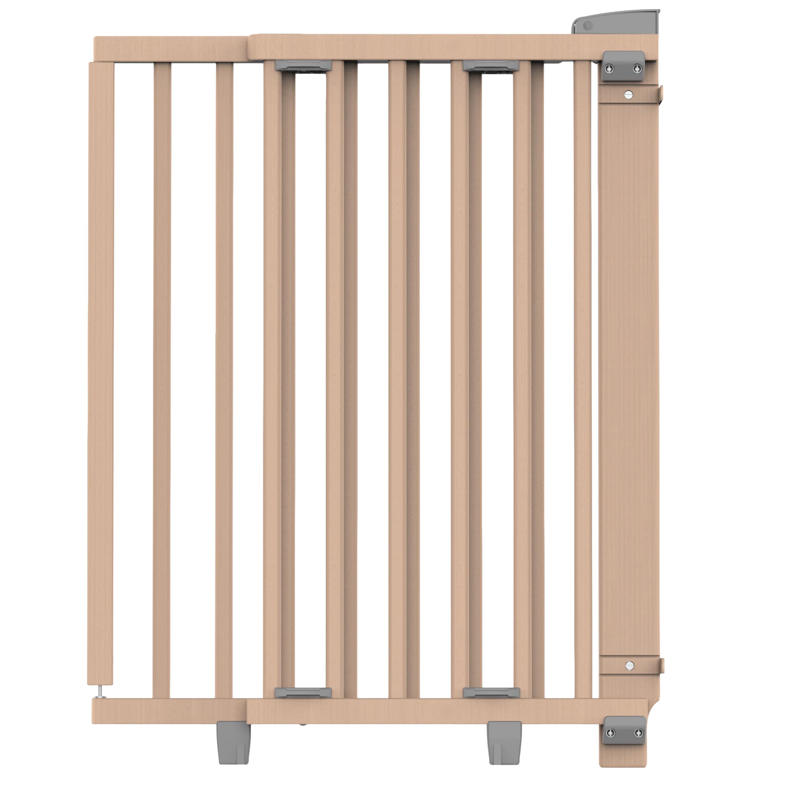 Geuther Türschutzgitter Oris | Treppenschutzgitter zum Anschrauben, Breite 58-93 cm | Stabiles Babygitter & Türgitter mit Schwenktür, sicherheitsgeprüft | Kindergitter Holz, Natur lackiert