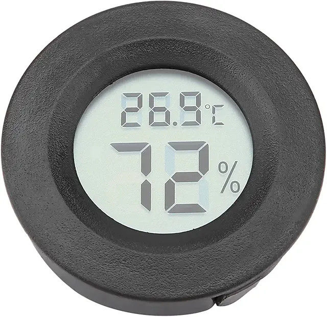 Digital Hygrometer Thermometer for Reptile Terrariums - Round LCD Display