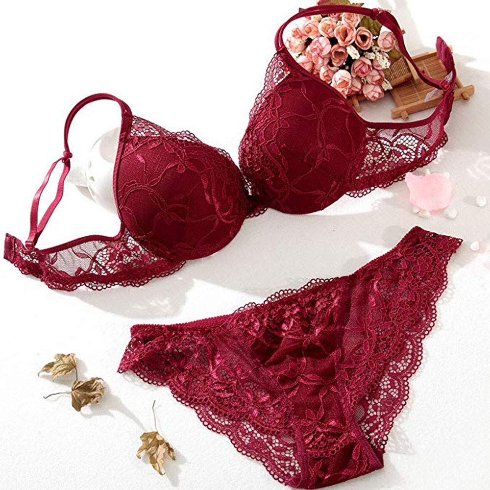 spiaty Women's Floral Lace Lingerie Set, Underwired Bra and Panty Set-picture-0