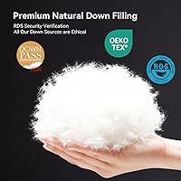 Vista 4 de Edredón de Plumas Tamaño Full, Edredón de Cama Estilo Hotel, 750+ Poder de Relleno, 1200TC, Tela de Algodón 100% Orgánico, Inserto de Edredón Gris