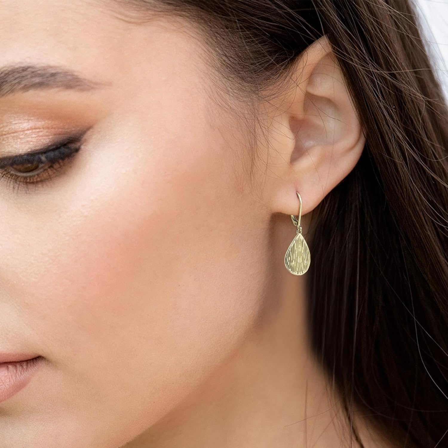 Handmade Teardrop Earrings for Women - Hammered Texture Dangle Drop Earrings with Secure Leverback Clasp, Boho Style - Image 4