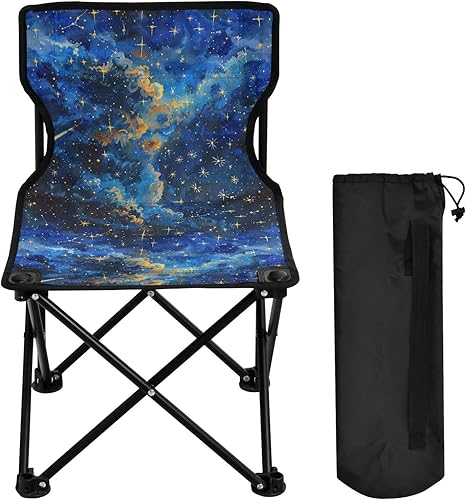 Miniatura 4 de KLL Cielo estrellado A Shooting Star Passing by Sillas plegables portátiles Silla de campamento ligera para interiores con bolsa de transporte,