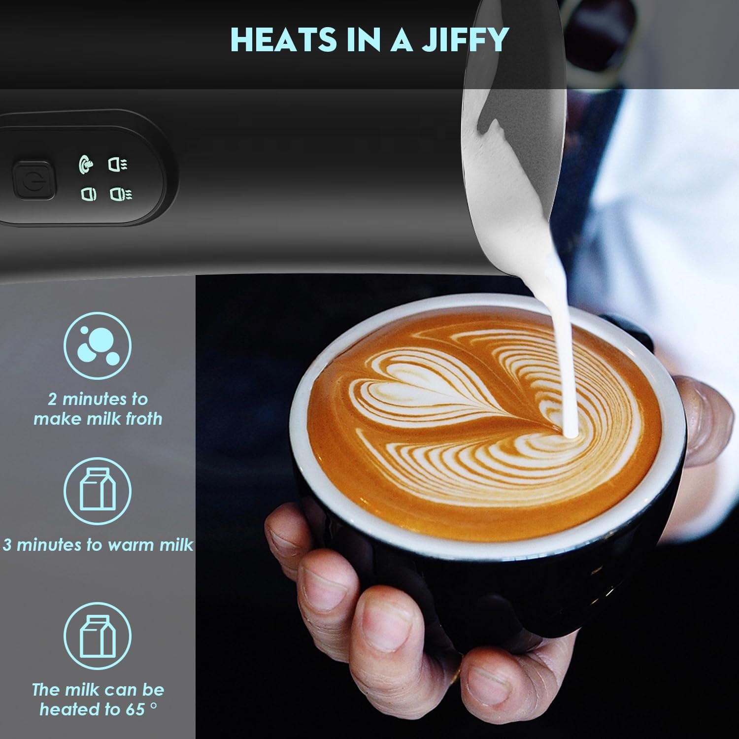 Schiumatore elettrico per latte, vaporizzatore per latte 4 in 1, 350 ml, macchina automatica a schiuma calda e fredda per caffè, latte, cappuccino, macchiato, cioccolata calda