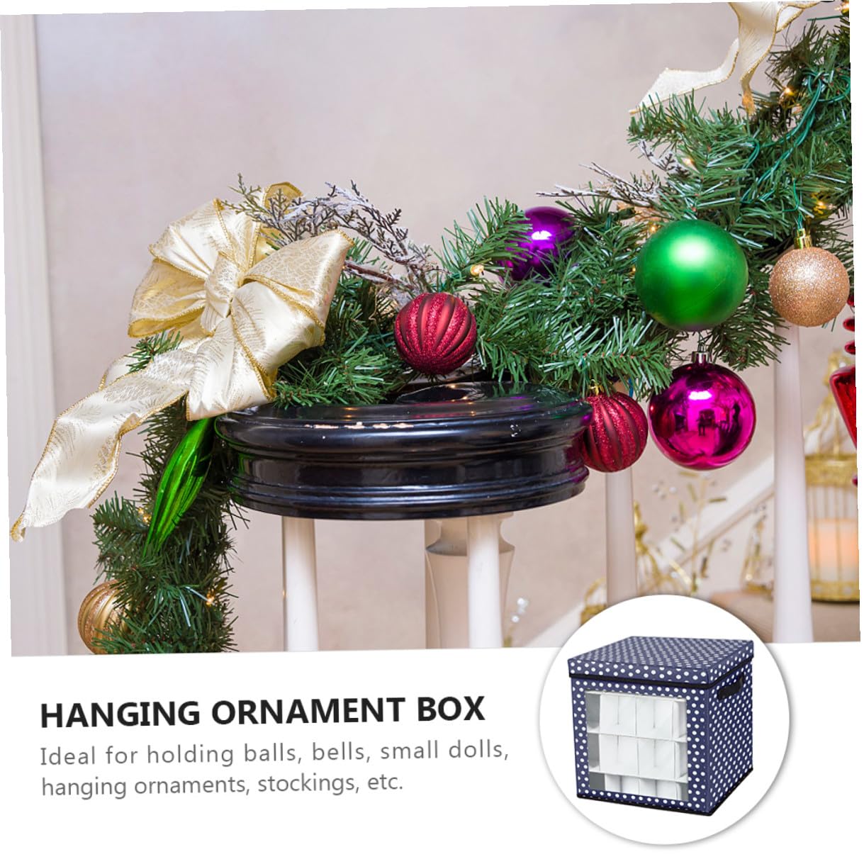 Contenitore Natalizio per Palline di Natale 36 Scomparti Oxford Blu Scatola di Immagazzinaggio Resistente e Protettiva per Ornamenti per Decorazioni Festive e Conservazione