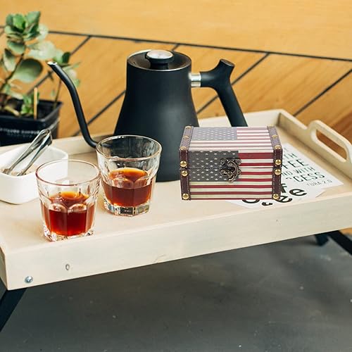 Miniatura 2 de Operitacx Caja de joyería de madera con la bandera de Estados Unidos, caja organizadora de joyas, caja de recuerdo, caja de almacenamiento de