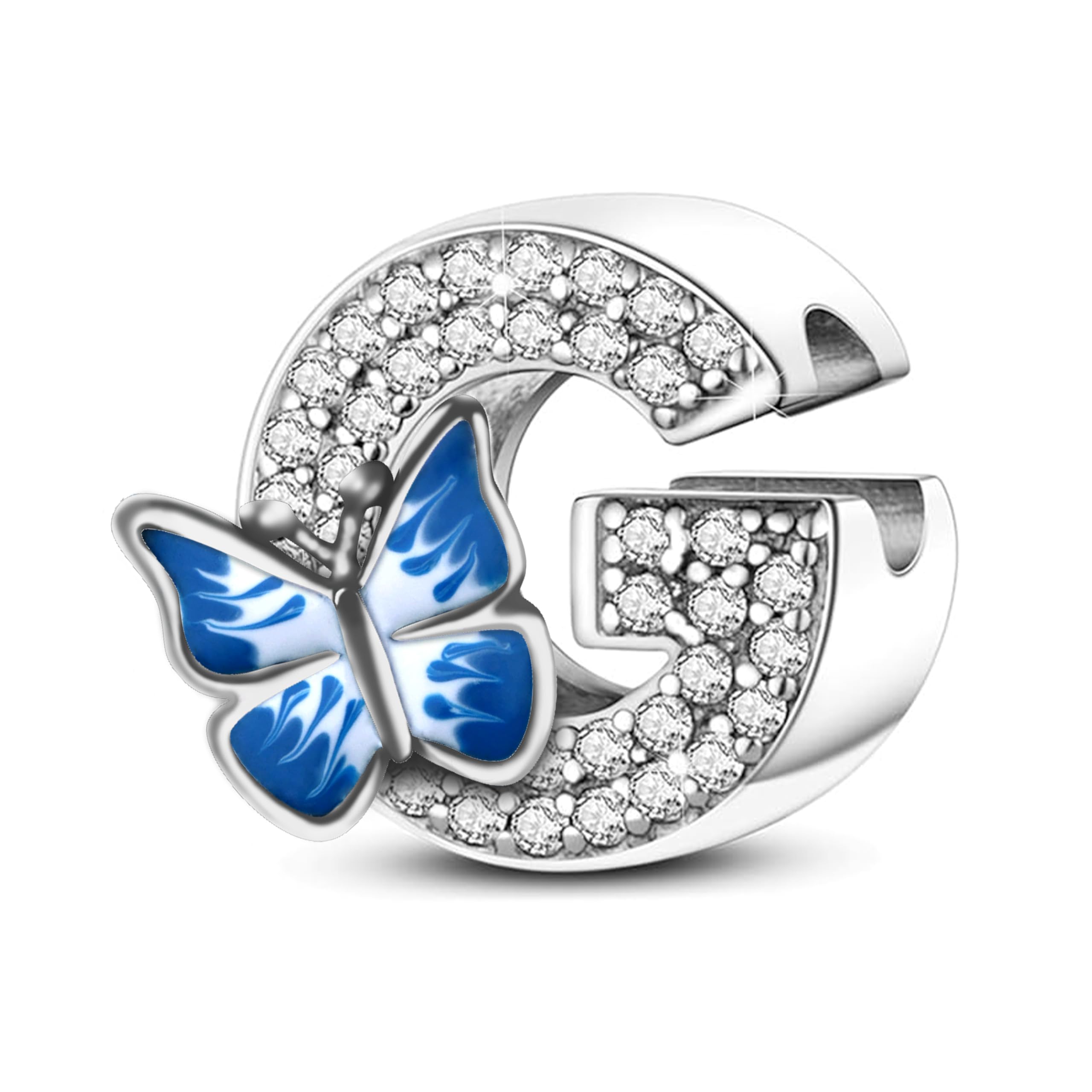 FLUFLO Charm Anhänger Damen Buchstabe A-Z für Armband 925 Sterling Silber Charms Beads passend für Pandora Armband und Halskette, Kompatibel mit Europäischen Armbänder für Frauen Mädchen X223