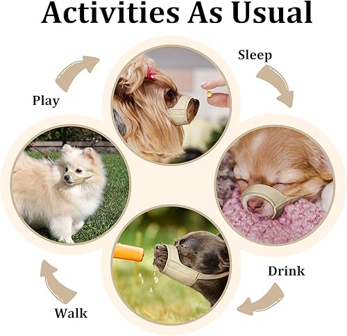 Miniatura 6 de Mayerzon Bozal corto para perro, bozal pequeño para Chihuahua Shih Tzu American Bully Boxer Puppy, bozales de tela suave para visitas al