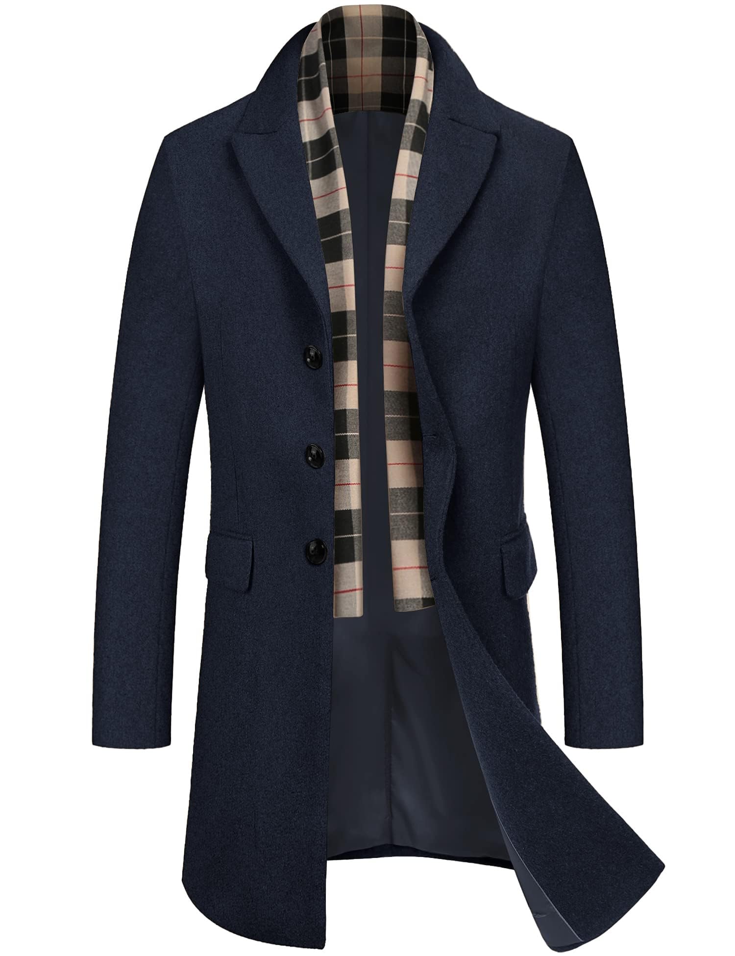 COOFANDY Herren Mantel Wintermantel Slim Fit Business Winterjacke Warmer Trenchcoat Jacken Herrenmantel mit Abnehmbaren Karierten Schals
