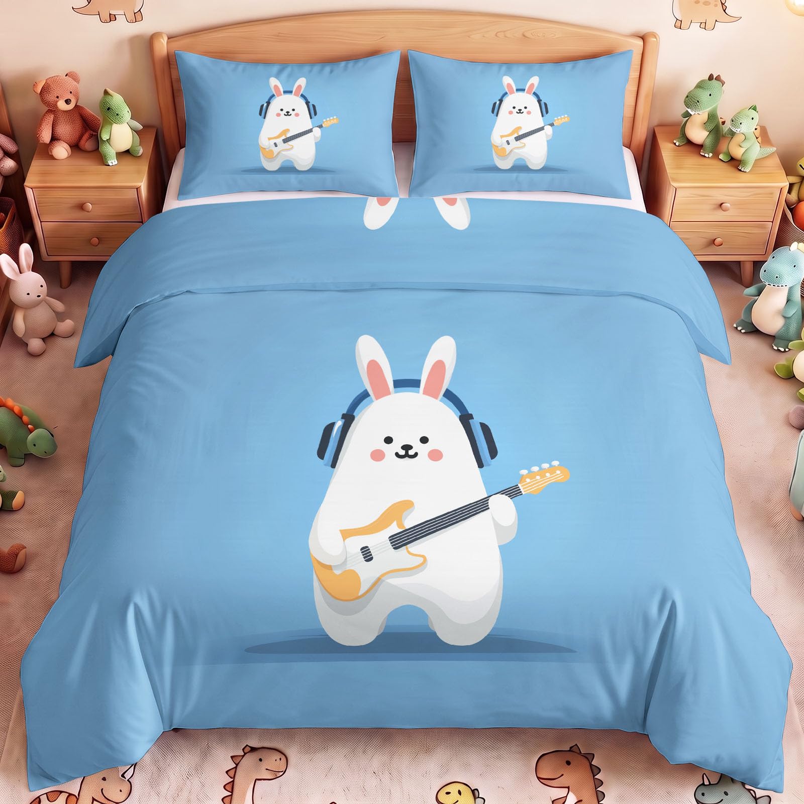 Juego de cama con diseño de dibujos animados para niños, 2 fundas de