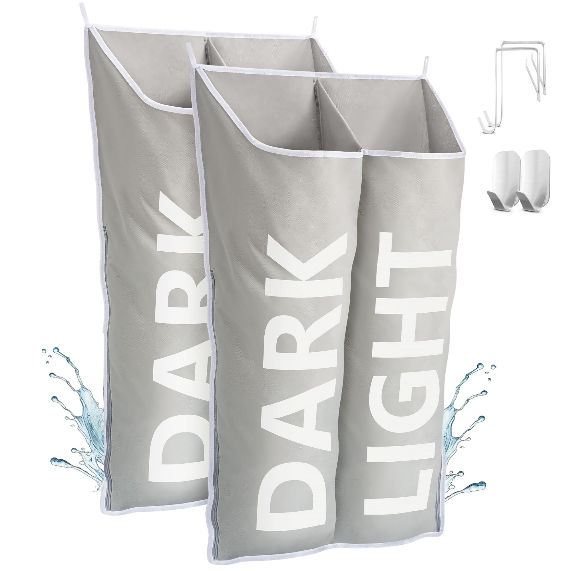 DONAQ Hanging Laundry Hamper Bag XL 40x22", Space Saving over the Door Storage Bags, Behind the Door Hampers for Dirty Clothes & Wall Mounted Basket for Bathroom, Organizer for Small Room Spaces RV