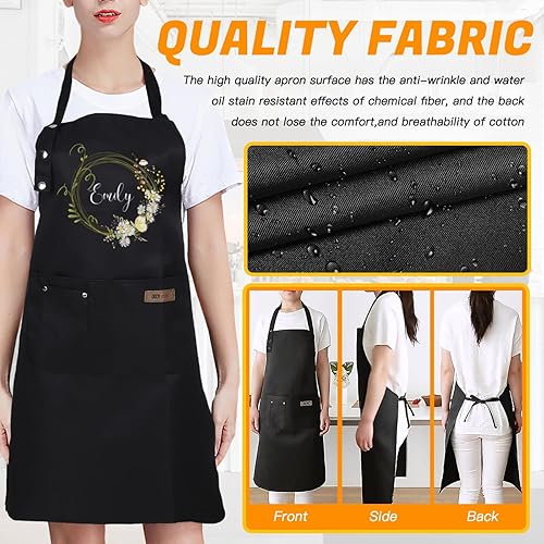 Miniatura 4 de Delantal personalizado para mujer, diseño de iniciales con nombre personalizado, diseño de iniciales fotoflorales, impermeable, ideal para cocinar,