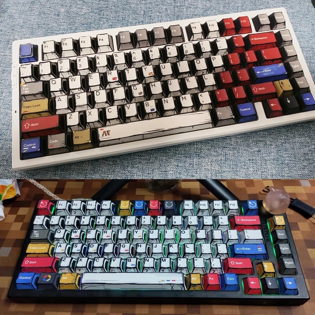 136Keys/set Comics Mixed Lights Dye Sublimations Keycap PBT Original Profile Keycaps for Mechanical Keyboards