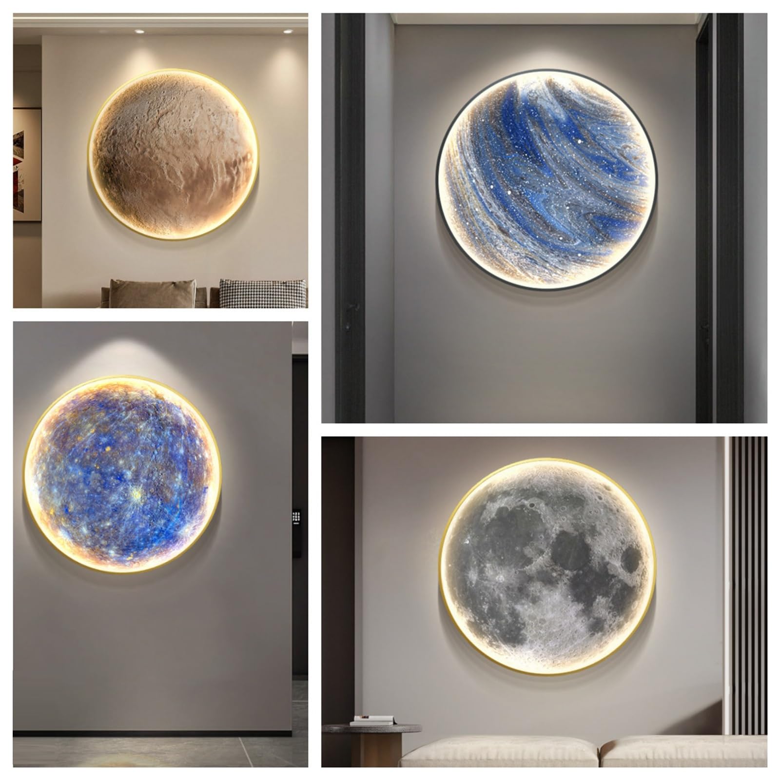 Lampada da parete a forma di luna (50 cm) con telecomando e illuminazione LED 3D