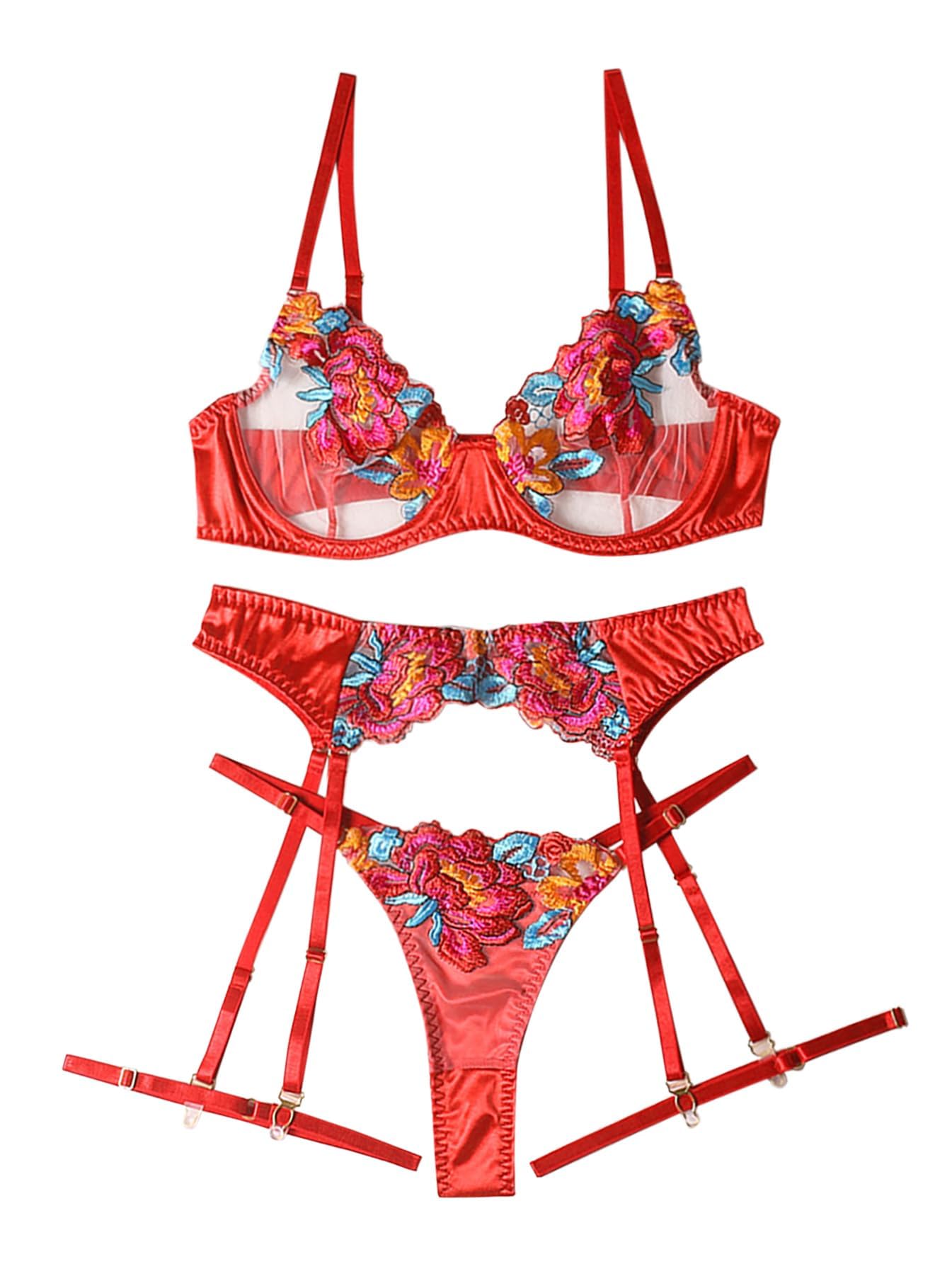 Lilosy Sexy Lingerie Set 3 Piece Women Outfit Bra and Panty