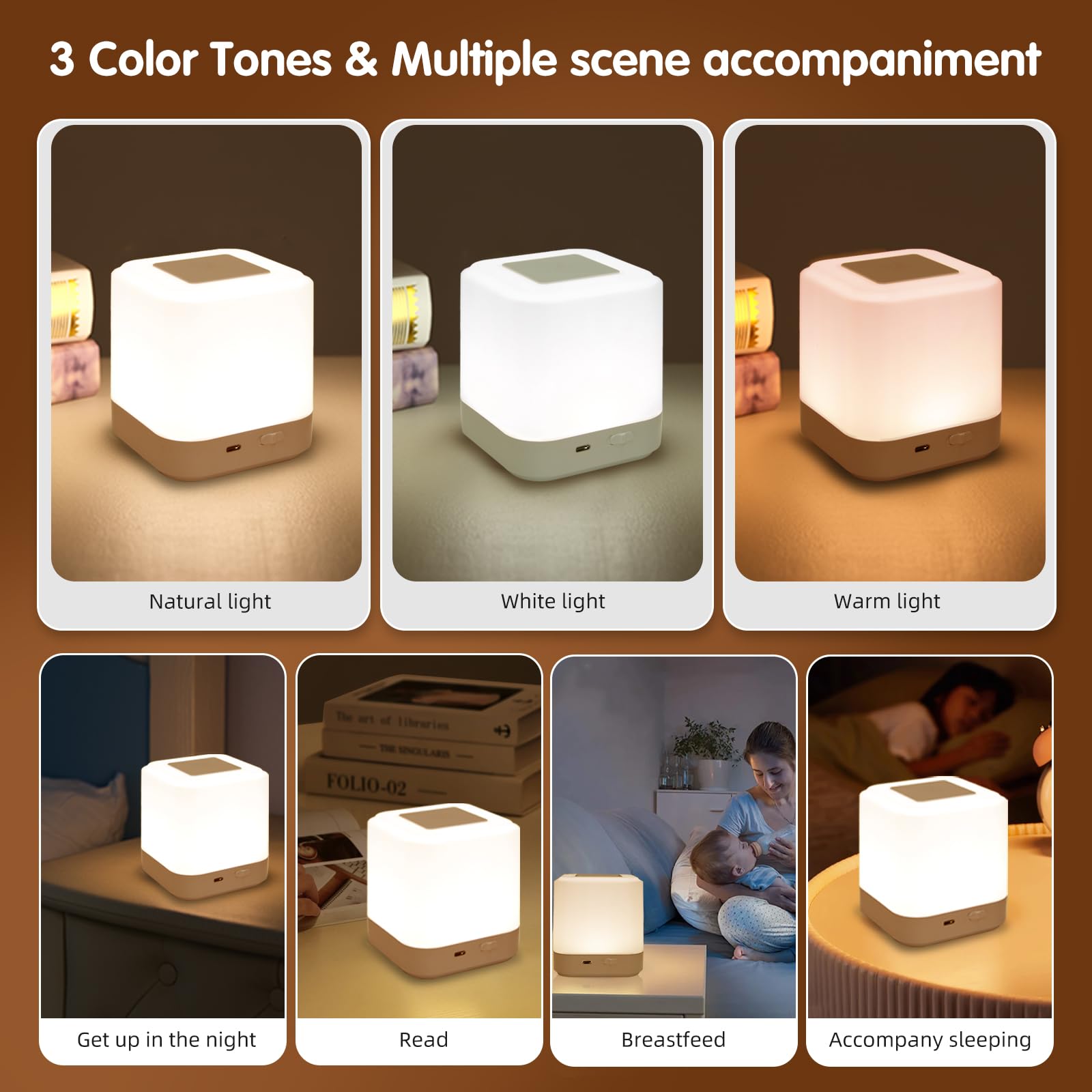 Touch Lamp for Nightstand Speech Control Bedside Lamp Touch Control for Bedrooms Smart Rechargeable Night Light Eye Caring — view 8