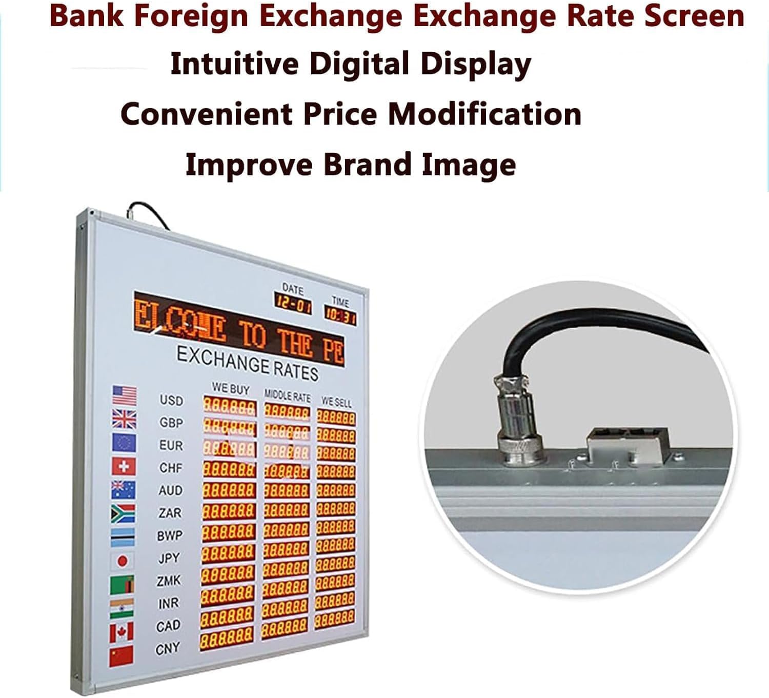 LED為替レート表示、世界為替レート時計、外国為替価格画面、400MCDの明るさ、自動更新時間、電源オフメモリ機能  机の上に置く小さなモニターKublet「Nano」仮想通貨の価格や米国企業の株価 外国為替レートを表示 [インターネットコム]