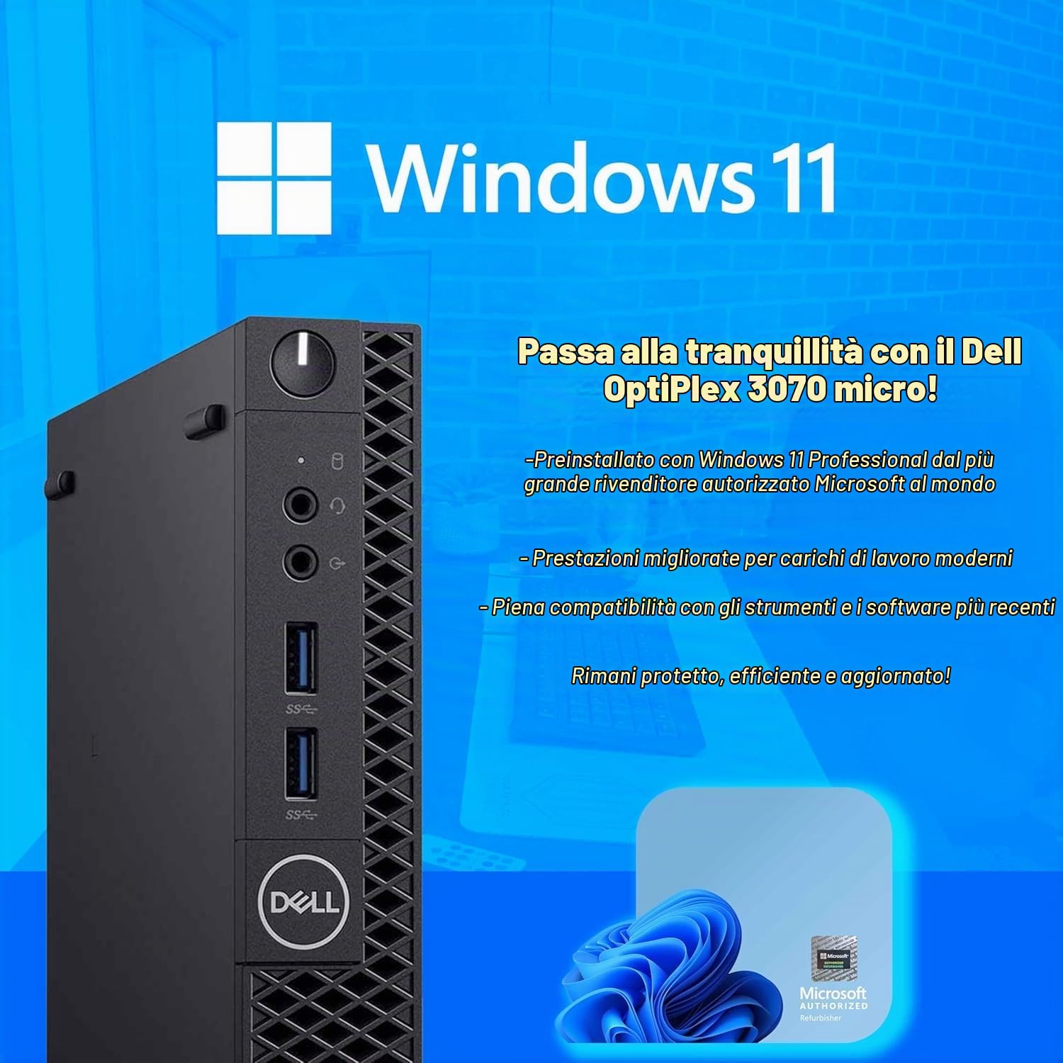 Dell OptiPlex 3070 Mini PC Desktop Computer i5-9500T 16GB 256GB(rinnovato)