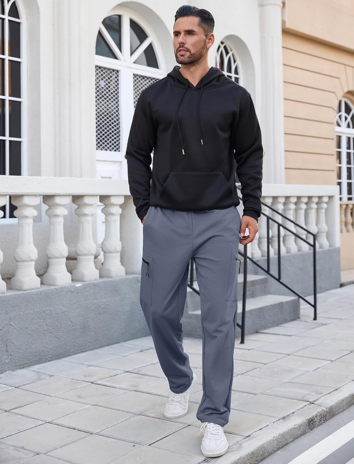 SILKWORLD Sweatpants for Men Zipper Cargo Pockets Joggers Open Bottom Casual Pants for Athletic, Jogging, Running, Workout - Image 4