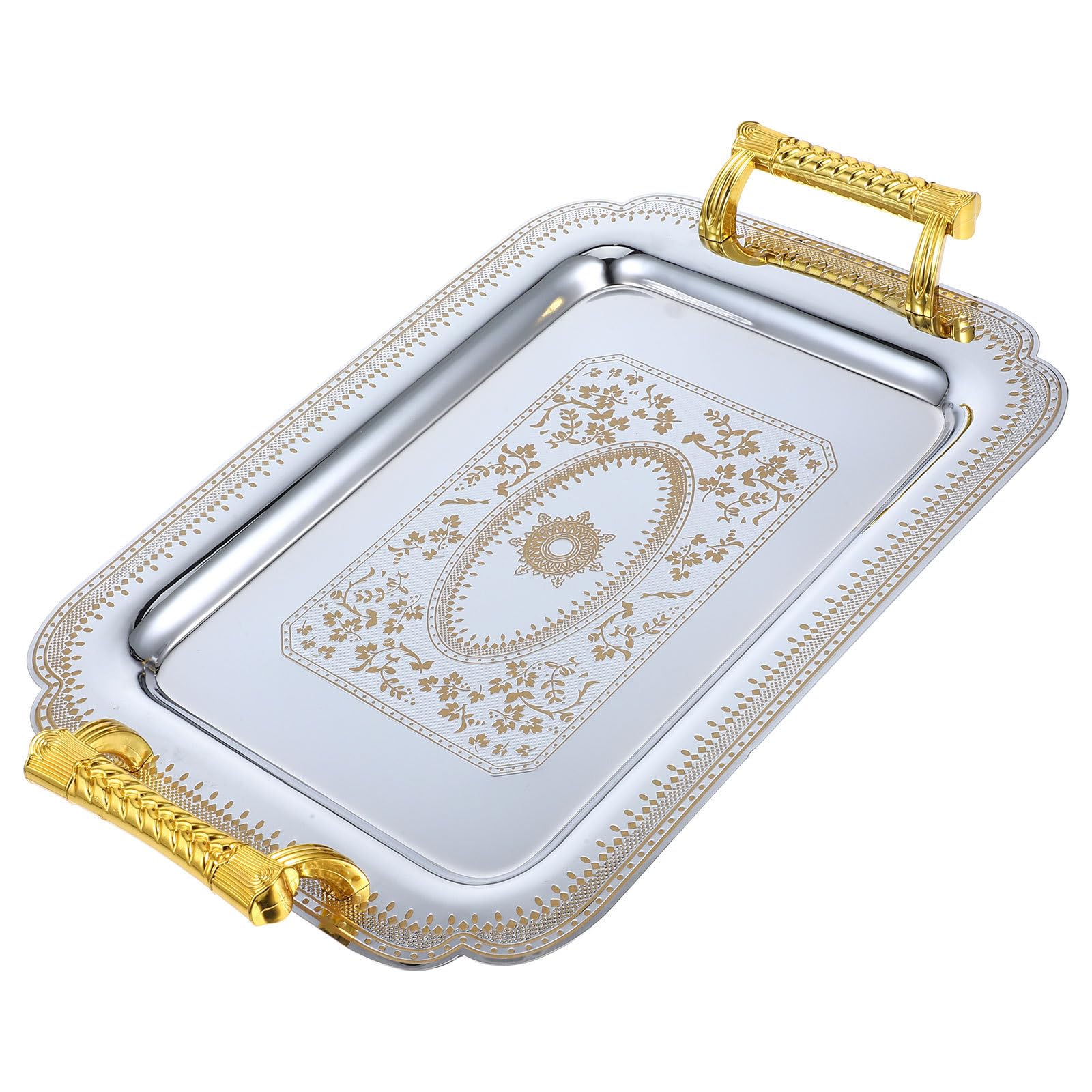 Plateau de service en acier inoxydable style européen vintage pour buffet chic