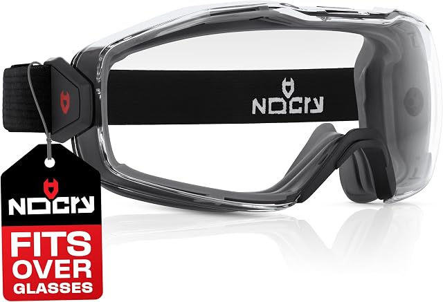 NoCry Safety Goggles Sur les lunettes pour les hommes et les femmes — Z87.1 Protection des yeux anti-brouillard avec lentille sphérique et sangle réglable — Gants de protection pour adultes pour le laboratoire scientifique ou la construction