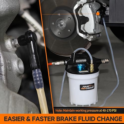 Miniatura 4 de FOUR UNCLES Kit de purga de frenos de aire de purga de frenos de vacío de 2L con extractor de líquido de frenos de 2L y botella de recarga de 1L