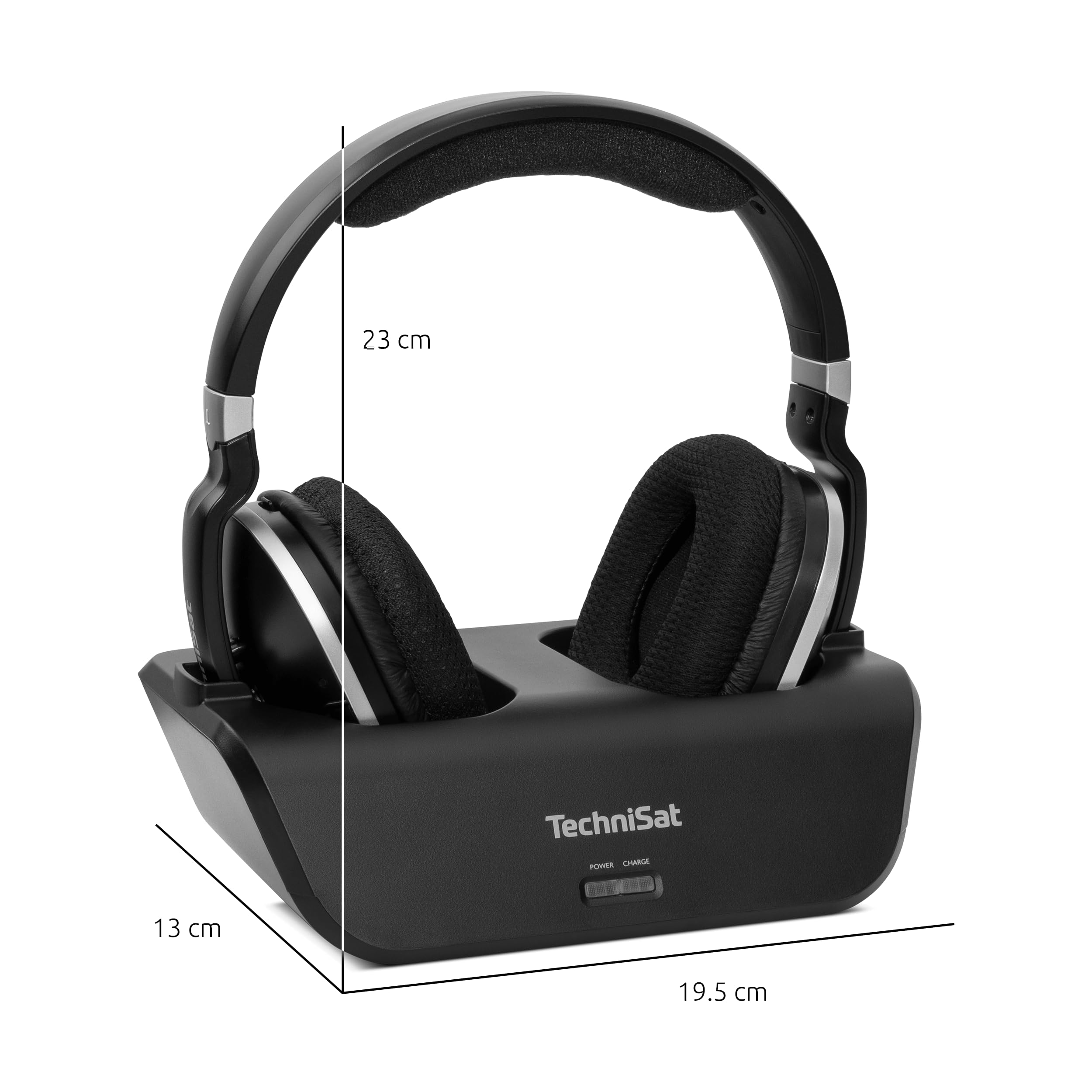 TechniSat STEREOMAN 2 V2 - kabelloser 2,4GHz Funkkopfhörer (für Fernseher und Musikanlagen, mit Dockingstation, AUX-in, Audio Eingang optisch) schwarz