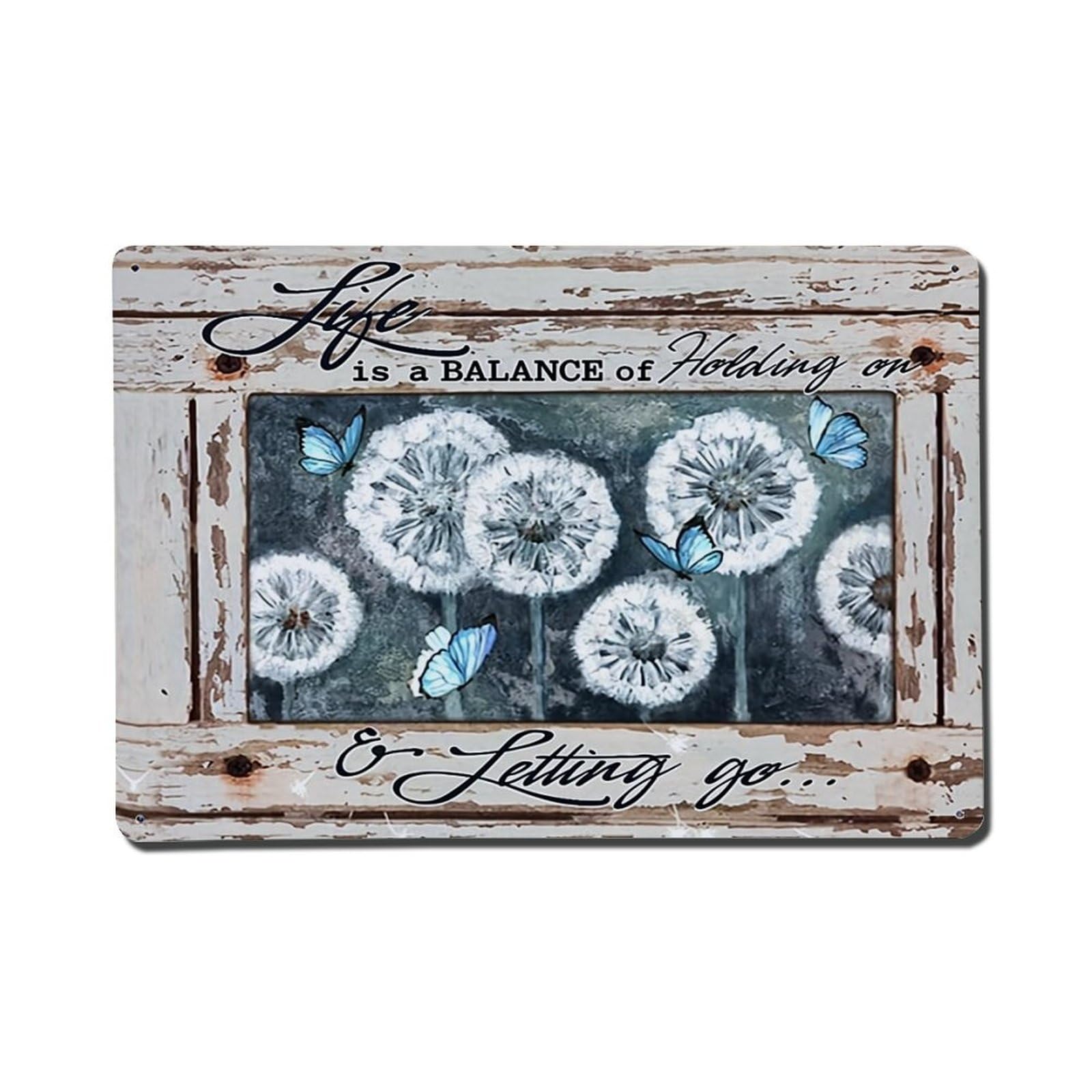 Dandelion Butterflies Wood Art Retro Metal Tin Sign, Vintage Metal Poster for Home, Gaming Room, Studio Workshop,Bar,Garage Wall Art Decor 8x12 Inch
