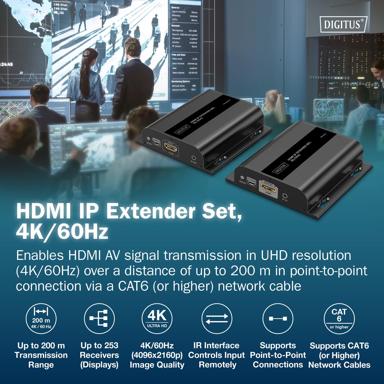 Digitus Hdmi Ip Extender Set 4k/60hz - KabeL-/adapterset - Digital/display/video (dS-55351)