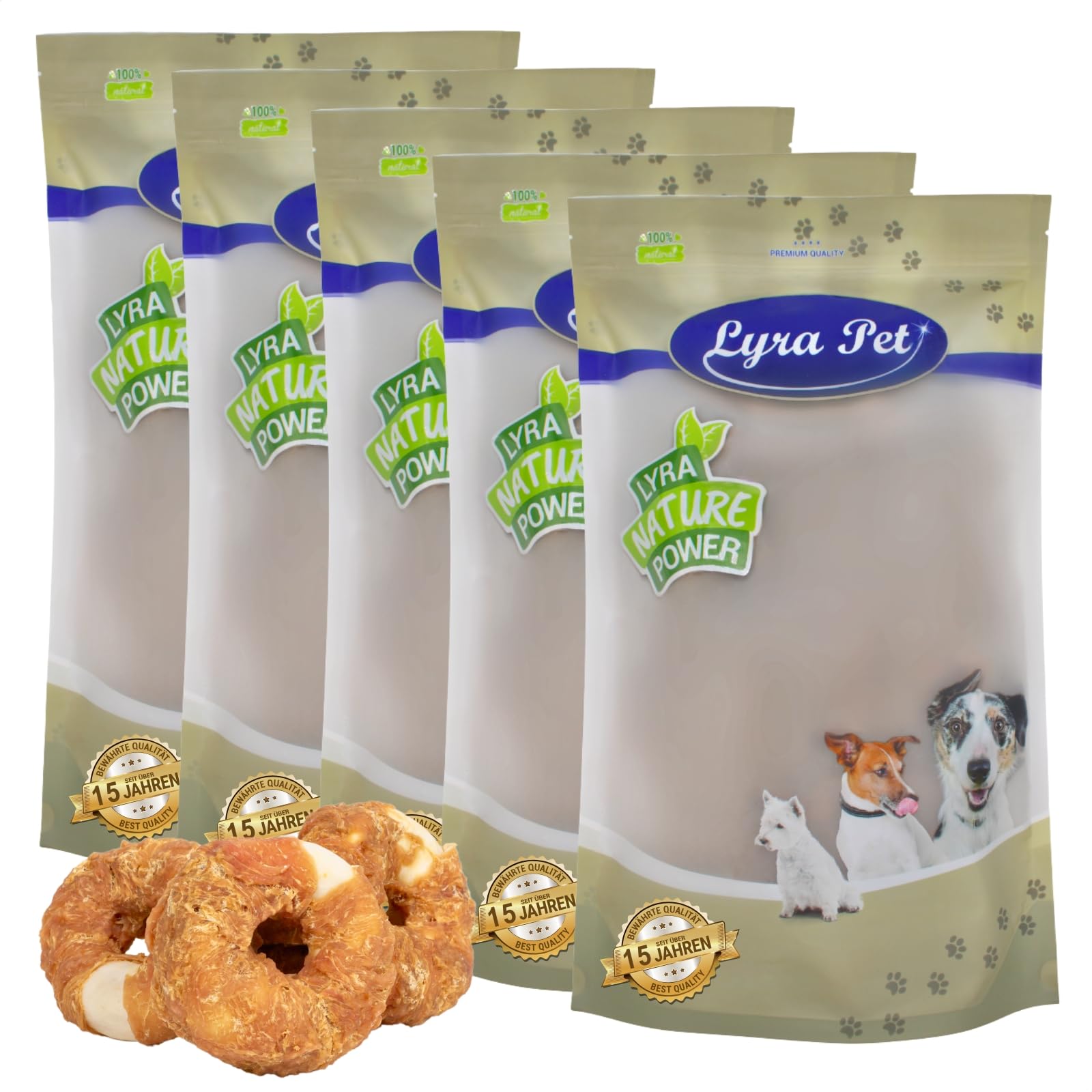 Lyra Pet® 5 kg Kauringe mit Hühnerbruststreifen - Kausnack für Hunde | Leckerli für Hunde - Kauartikel aus Rinderhaut mit Huhn - Proteinreiche Belohnung - Gut bekömmliches, fettarmes Hundefutter