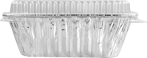 Miniatura 6 de Pactogo Mini moldes desechables de papel de aluminio de 1 libra con tapas transparentes de cúpula baja (paquete de 40 juegos)
