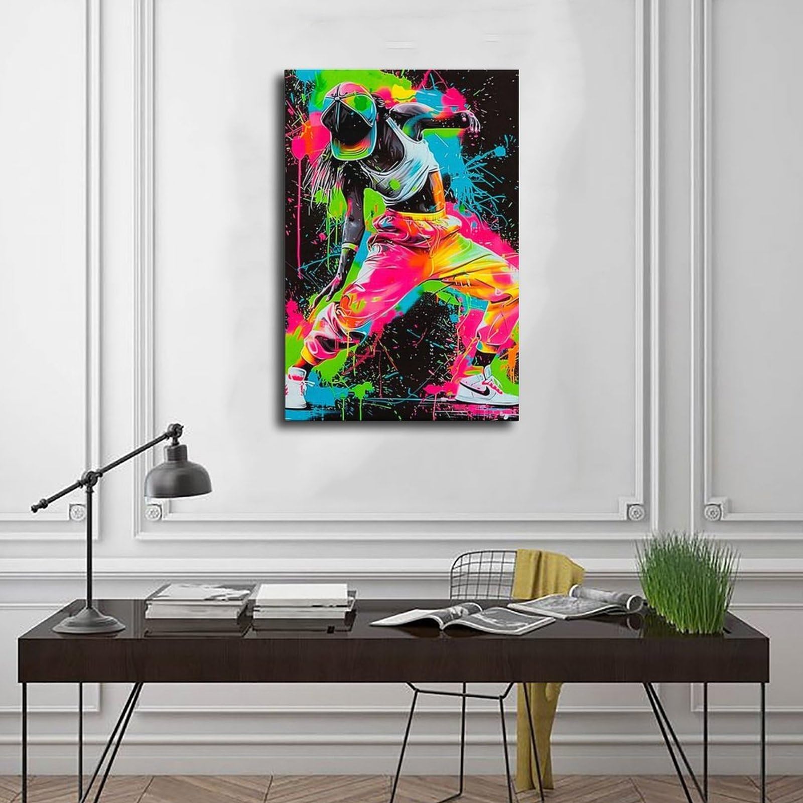 Poster da parete in tela con stampa di danza hip hop, decorazione per camera da letto, ufficio, stanza, regalo, 61 cm di lunghezza x 91,4 cm di larghezza