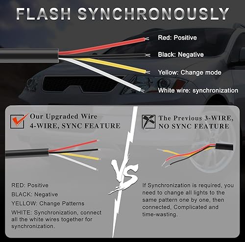 Miniatura 2 de Paquete de 4 luces LED ámbar estroboscópicas para vehículos, camiones, luces estroboscópicas de emergencia, 12 V -24 V, luces estroboscópicas de