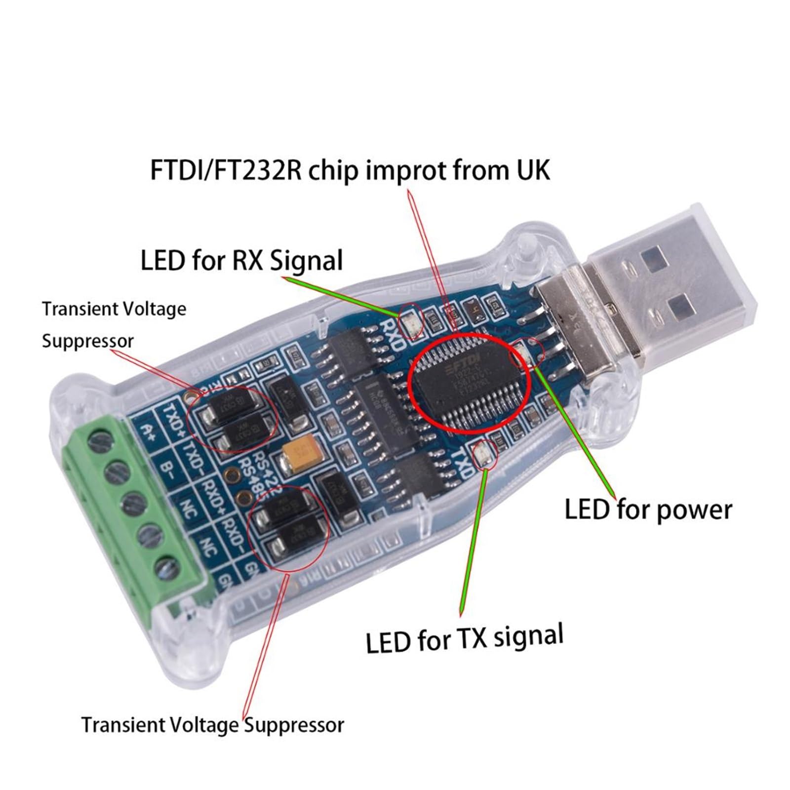 USB na RS485 RS422 adapter szeregowy FTDI Chip 6Pin Terminal Block Konwerter obsługuje WinXP Win 7 Win8 Win10