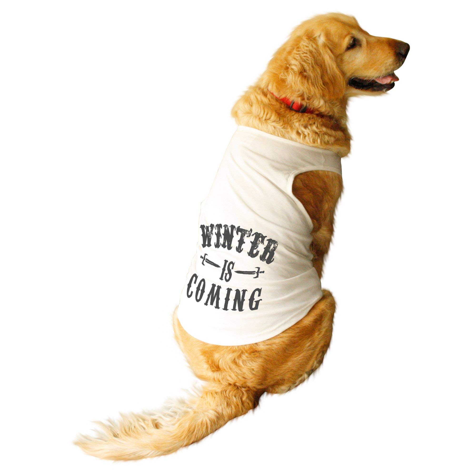 Ruse Pet Winter is Coming Round Neck Sleeveless Dog Vest Tank T-Shirt/Tees Apparel/Clothes/Tees Gift for Dogs(White)/Medium (Chubby Pugs, Beagle etc.) (B07R691JZS) Amazon Price History, Amazon Price Tracker