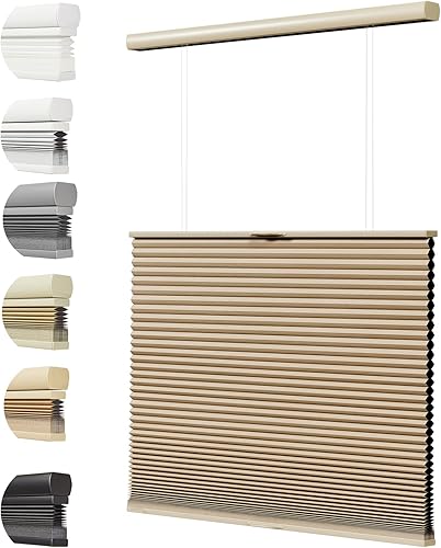 Persilux Persianas Opacas de Tamaño Personalizado de Arriba Hacia Abajo y de Abajo Hacia Arriba para Ventanas, Persianas Celulares sin Cordón,