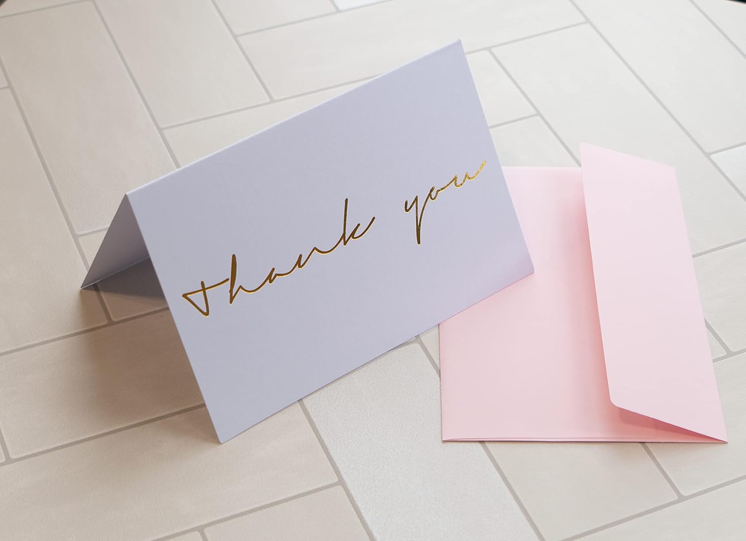 Gooji 4x6 Gold Foil Thank You Cards with Matching Peel-and-Seal Pink Envelopes (20-Pack) - Image 5