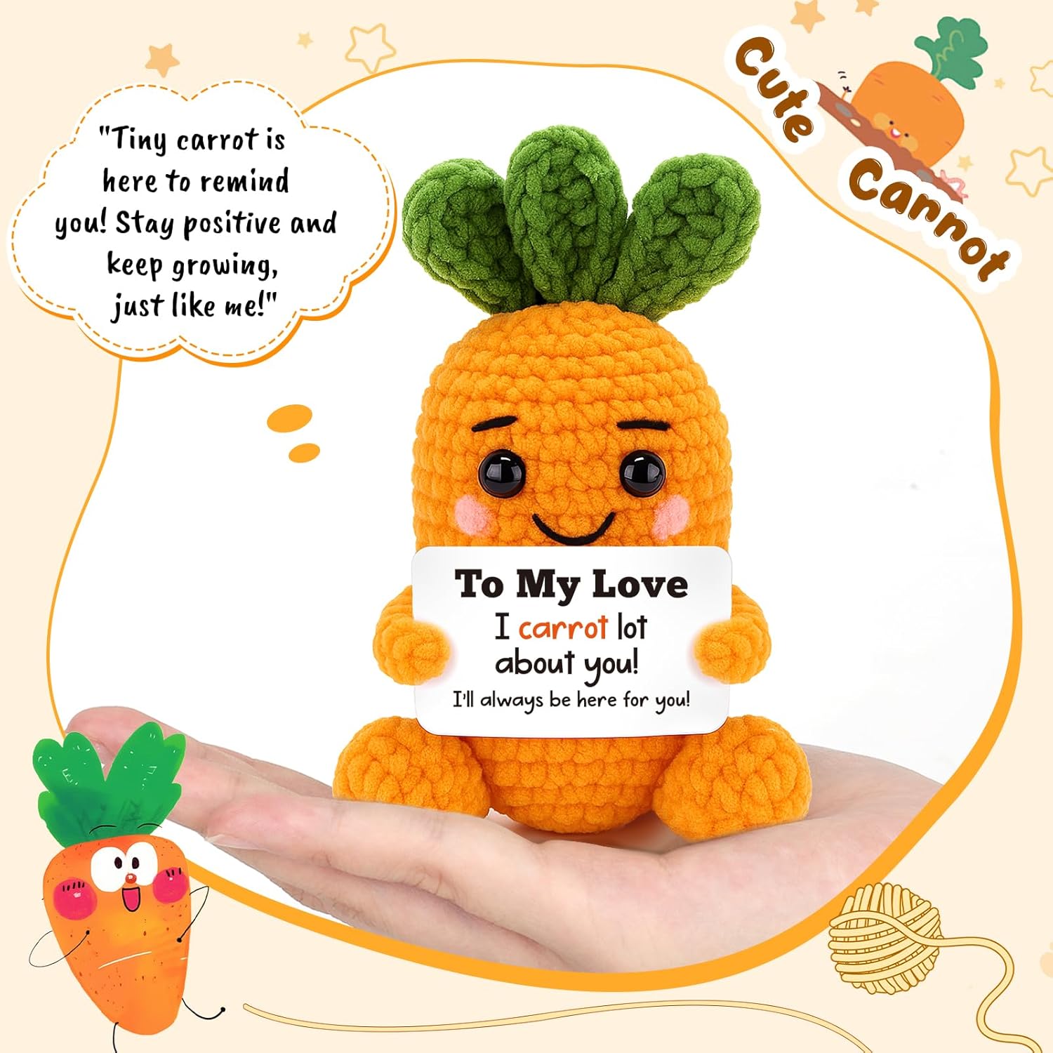 I Love You Gifts for Him Her Boyfriend Girlfriend, Christmas Birthday Gifts for Women Men To My Love Mini Handmade Crochet Carrot for Husband Wife Fiance Couples Anniversary Wedding Romantic Gift - Image 3
