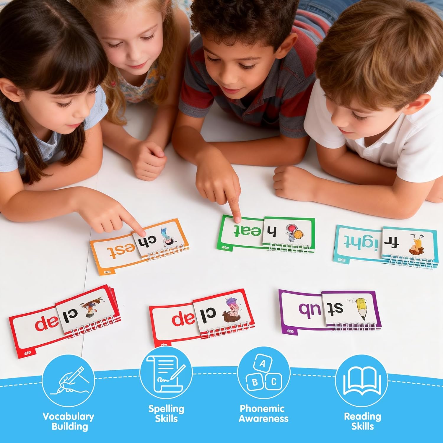 Phonics Flash Cards to Read 30-Piece Super Bundle: Phonics & Sight Words Flash Cards Games, Books for Kids Ages 2-8, Kindergarten Learning Set - Image 7