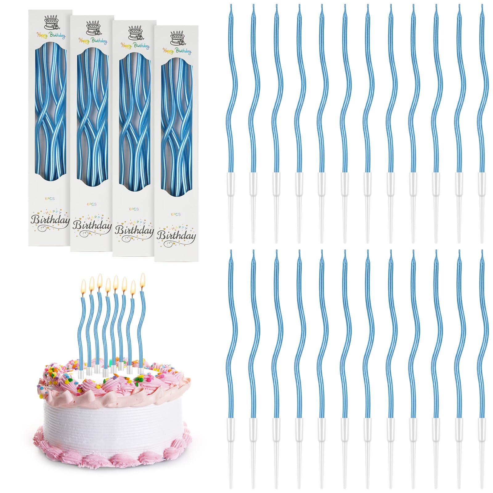 24 Candele Di Compleanno Metalliche Oro Con Supporto - Decorazioni Eleganti Per Torte, Matrimoni E Feste