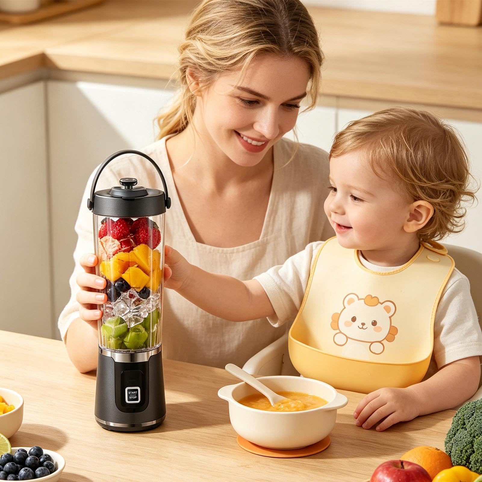Persönlicher Mixer | Kompakt USB Wiederaufladbare Fruchtpresse und Mixer - Tragbare Zitruspresse - für Saft Kaffee Getränke Lebensmittel im Freien Picknick Camping Zuhause