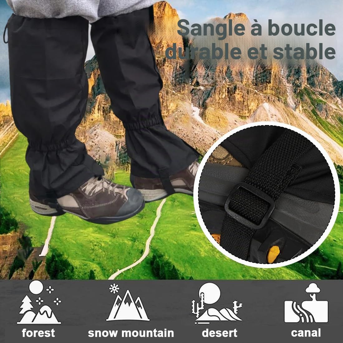 Guêtres Randonnée Imperméables Homme Femme Jambières Outdoor Neige Vent Anti Sable
