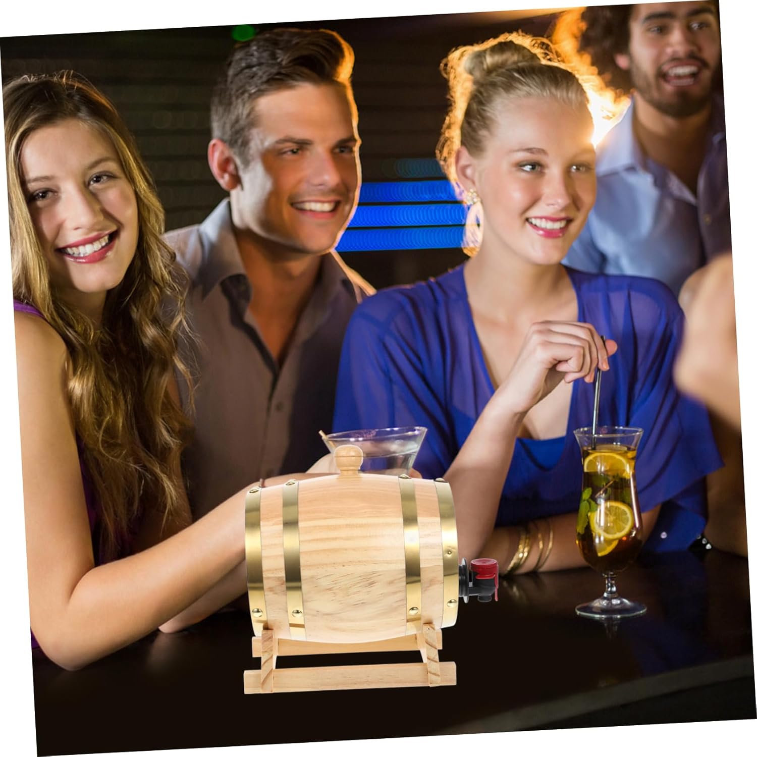 Garneck Retro Style Wine Aging Barrel Beer Dispenser Decorative Wooden Wine Bucket