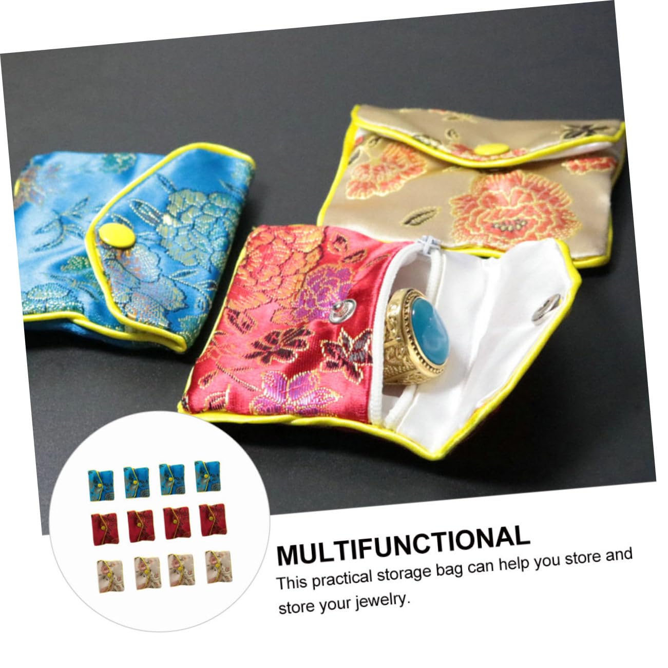 3 Sets Schmuckbeutel Mit Schnalle Seidenornamente Beutelmaterial Zur Aufbewahrung Von Schmuck 12 Stück * 3