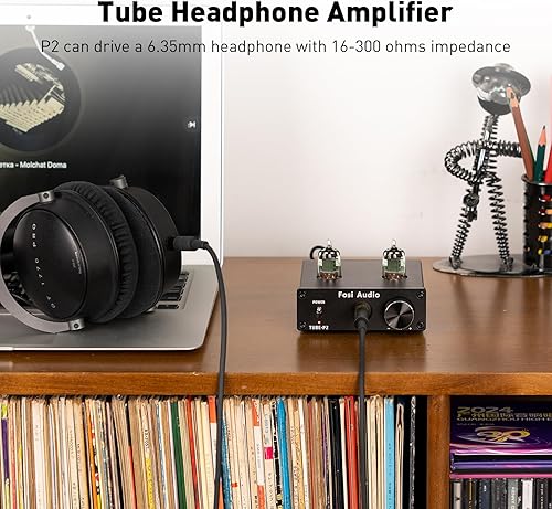 Miniatura 4 de Fosi Audio Amplificador de auriculares P2 Tubo de vacío Amplificador de auriculares Mini Hi-Fi Audio estéreo con protección de salida de ruido de