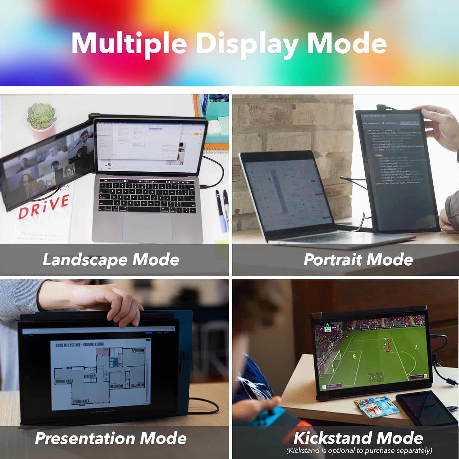 Duex Plus DS Laptop Screen Extender,13.3" FHD 1080P IPS Laptop Monitor Extender,USB Type-C/HDMI Plug and Play Portable Monitor for 13"-14.5" Laptops,Support Windows/Mac/Android/Switch Compatible